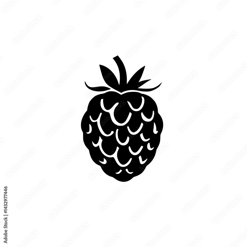 Poster black icon of a raspberry featuring a simple design and a clean, minimalist aesthetic suitable for v