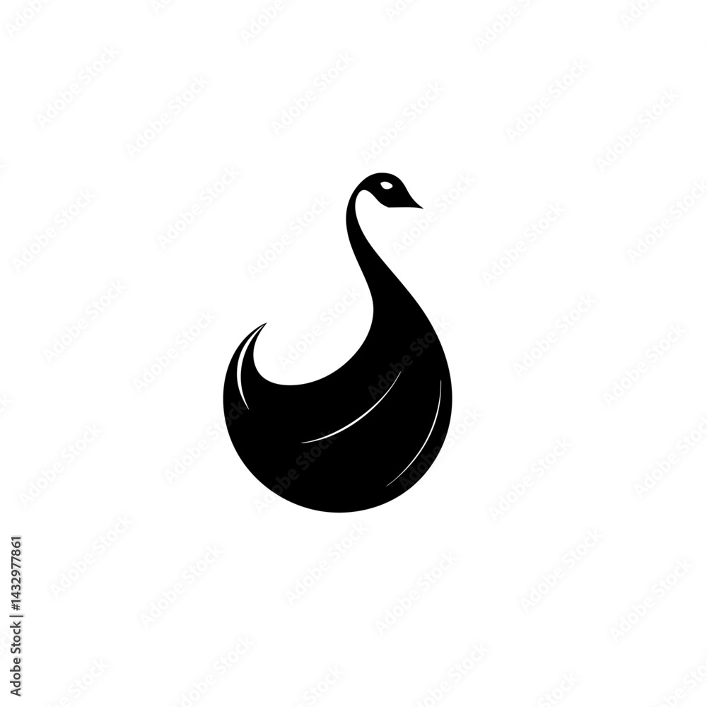 Poster elegant black icon of a swan showcasing graceful curves and smooth lines in a minimalist design for 