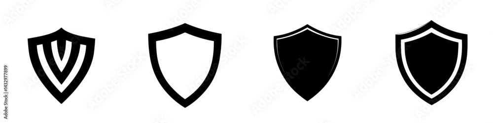 Aufkleber different variations of black shield icons showcasing unique designs suitable for various applicatio