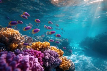 Obraz premium Fish and Coral Reef Underwater Scene