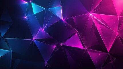 Abstract geometric design with vibrant, glowing triangles
