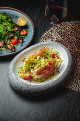 Fresh and delicious salad with dressing