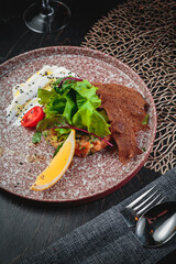 Fresh and delicious salad with dressing