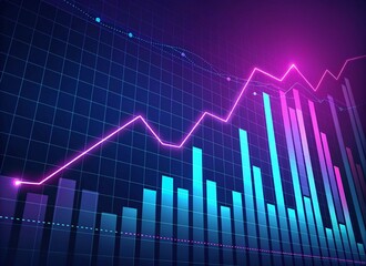 "Financial Growth Chart with Neon Colors and Rising Trend"