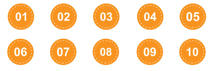 Set of numbers . Number circles set1 to 10 . Set of Round 1-10 numbers icon for education . 