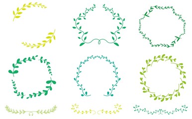 Obraz premium 葉っぱのイラストフレーム素材