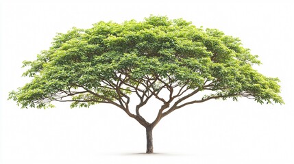Obraz premium Rain Tree Isolated on White Background - Natural Rainforest Plant with Green Leaves for Botanical Designs and Concepts