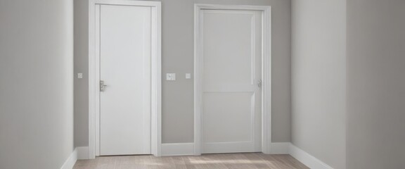 Modern white interior door, sleek handle, closed ,  handle,  detail,  panel door