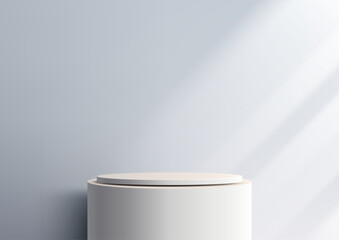 white podium mockup minimalist 3d product display showcase isolated on light blue background modern clean design