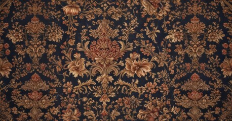 Elegant royal floral textile pattern, intricate details , botanical, silk
