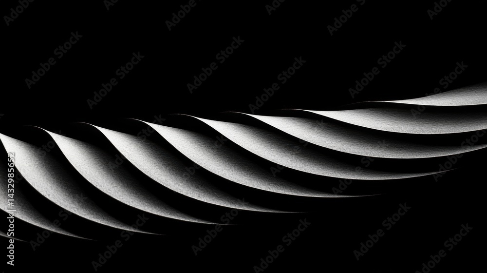 Poster a black and white abstract image of a wave-like pattern.
