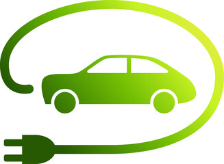 EV electric car with plug icon  green energy concept for graphic design, logo, web site, social media, mobile app, ui illustration.