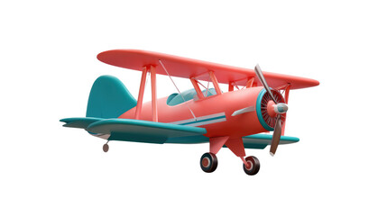 Vintage Airplane in Flight: A vibrant, retro-style biplane soars through the sky, its colorful design capturing the spirit of early aviation and adventure.