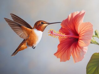 Fototapeta premium Hummingbird drinking from flower