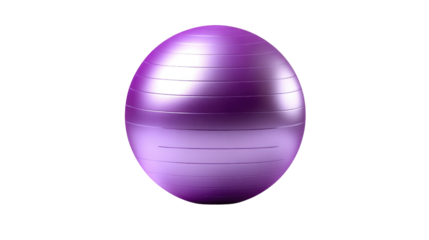 Fitness Ball: A vibrant purple fitness ball sits against a minimalist backdrop, showcasing its smooth, clean design. Perfect for exercise and balance, representing health and wellness.