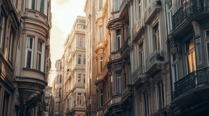Fototapeta premium Golden Hour in Istanbul's Historic Alleyway
