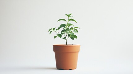 Obraz premium Mini Potted Plant on White Background for Home Decor and Office Desk