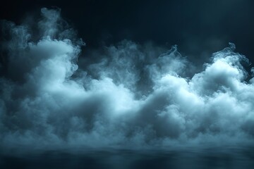 Obraz premium Serene blue smoke clouds rising against dark background creates atmospheric effect