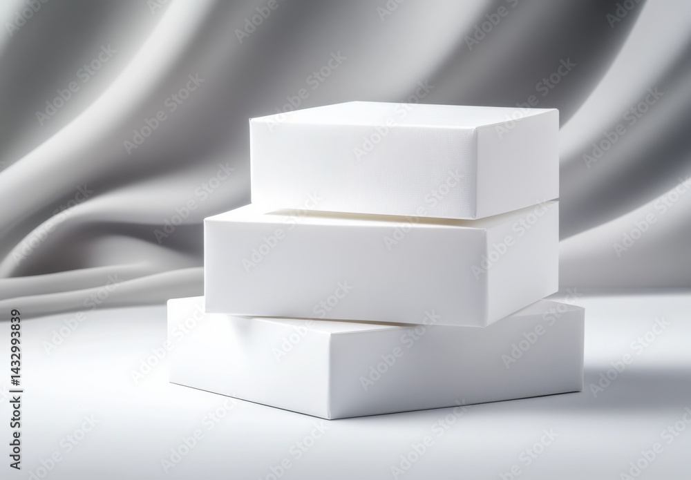 Poster white boxes stack display