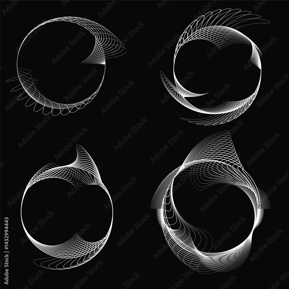 Fototapete lines in circle form . rotate rounded shape vector illustration .rotating circles form a ring.rotati