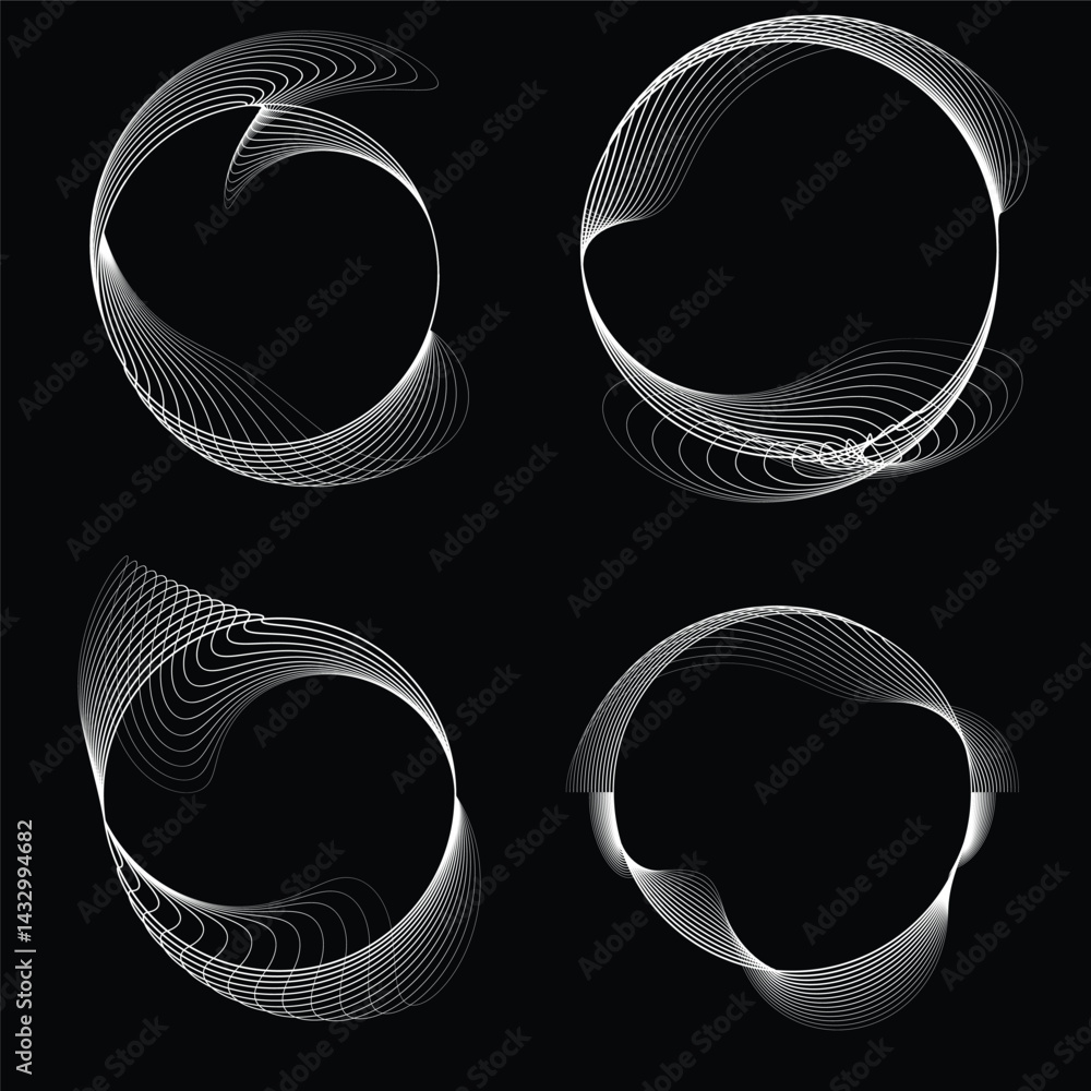 Fototapete lines in circle form . rotate rounded shape vector illustration .rotating circles form a ring.rotati