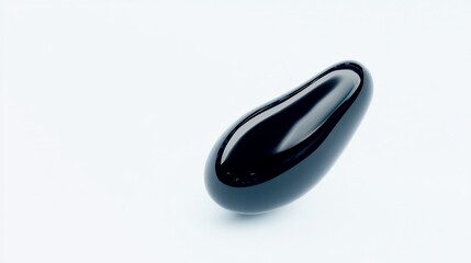 Glossy black oval object on white background