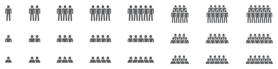 Set of team icons. People crowd symbol, group people. People in trendy flat style, vector.