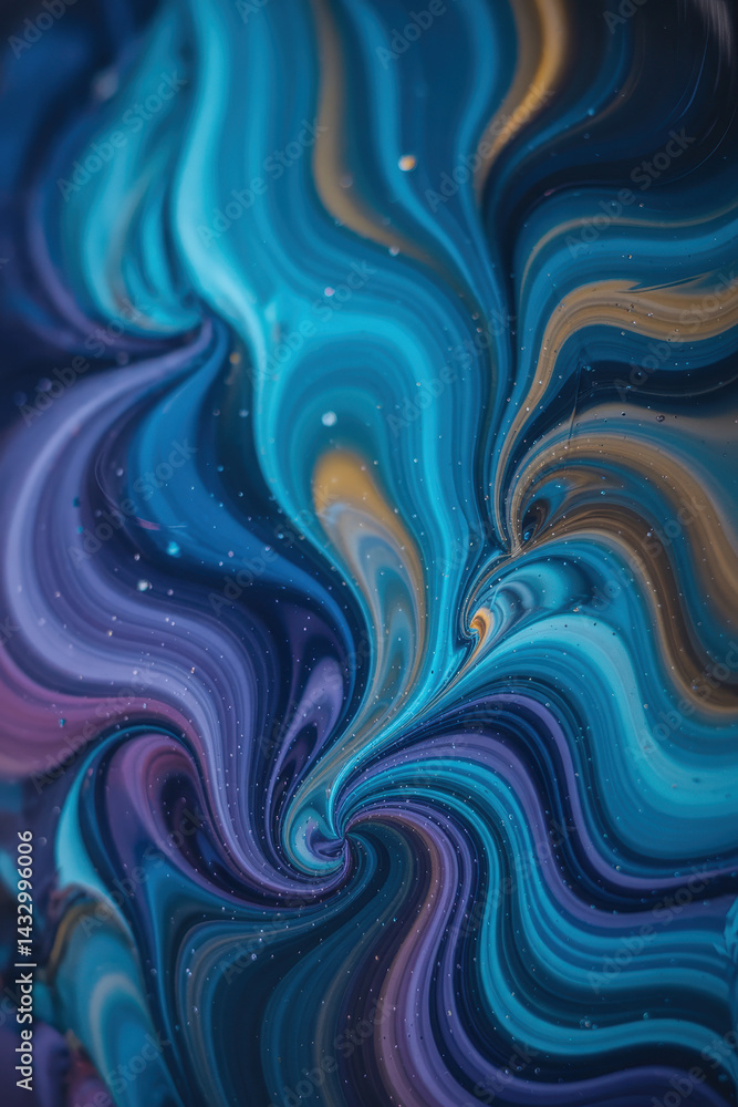 Poster fluid abstract swirls in vibrant blues and purples capturing dynamic motion