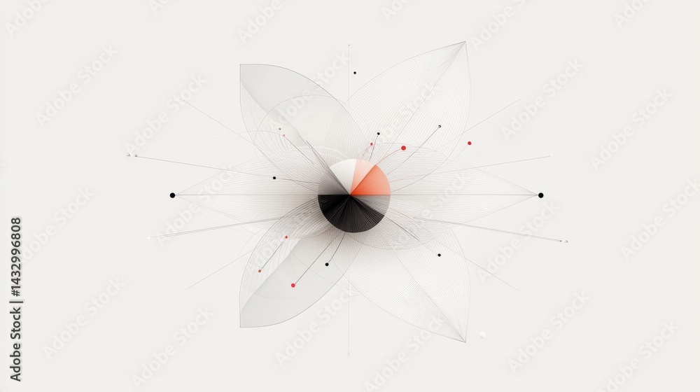 Poster a digital illustration of a flower composed of interconnected lines and dots in various colors.