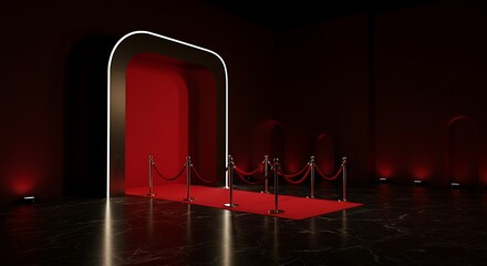Red Carpet Entrance with Illuminated Archway