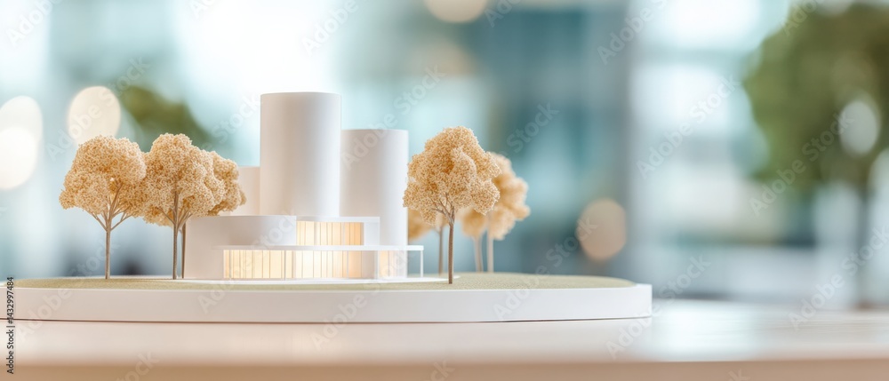 Poster architectural model building with trees