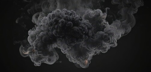 Obraz premium Intricate smoke patterns, black backdrop, swirling, otherworldly , art, ethereal, black