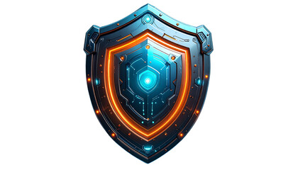 Fototapeta premium Futuristic shield design for protection and defense purposes isolated on solid white background 