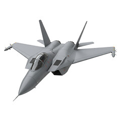 Grey Fighter Jet on Transparent Background