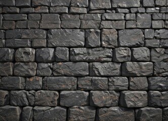 Obraz premium Rugged dark grey stone wall Architectural detail, grunge effect , aged, masonry