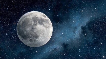 Obraz premium Full moon in a star-studded night sky