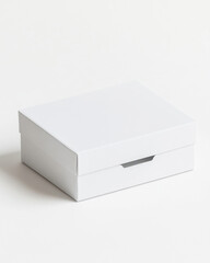 Blank white cardboard box mockup with euro slot on light gray background for design presentations