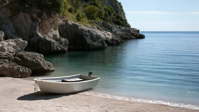 Paddleboat in a Secluded Bay on an Italian Island