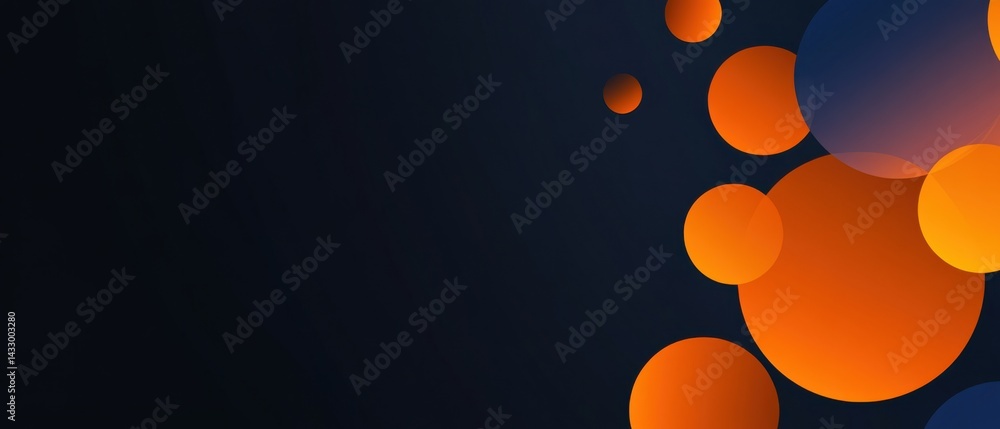 Poster abstract dark blue and orange gradient background with glowing circles modern backdrop with vibrant 