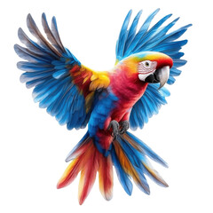 Fototapeta premium colorful macaw parrot in flight on white background