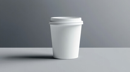Realistic white enamel coffee cup mockup highlights clean design against grey background