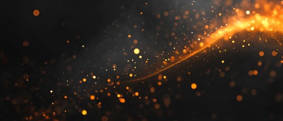 Abstract parametric curves with glowing amber particles on charcoal backdrop, motion blur tech conference sequence for corporate event promotions
