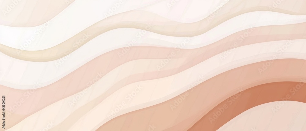 Poster abstract wavy background in pastel earth tones, creating a soft and calming texture with flowing org