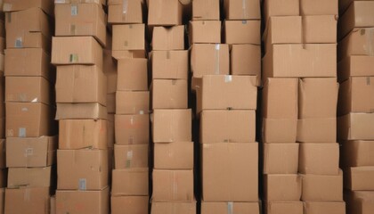 Stacked used cardboard boxes ready for recycling , recycling,  delivery,  reduce
