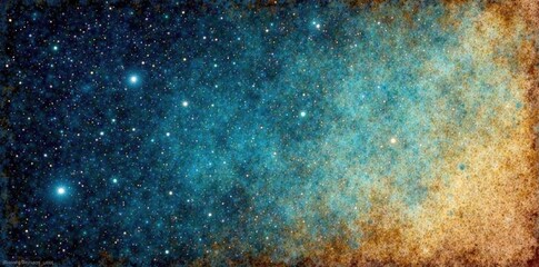 Obraz premium Vintage starry night sky on yellowed paper, heavens, foggy, cosmos