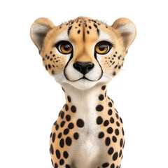 cheetah cub portrait on transparent background
