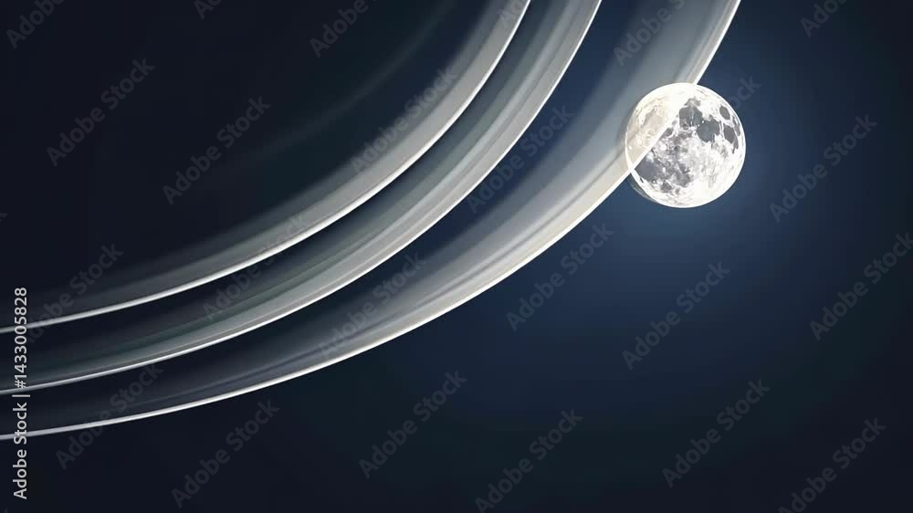 Aufkleber exploring the mesmerizing rings of a distant planet beneath a shimmering moon in the depths of the c