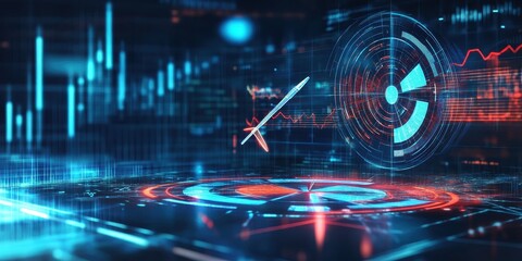 Fototapeta premium Futuristic display of nuclear energy data and market trends.