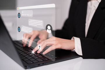 Artificial intelligence chatbot communication innovation client business service message technology concept