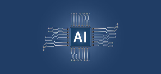 AI Processor Vector Icon for Website. Small AI CPU Icon Design in Flat Style. AI CPU and Artificial Intelligence. Business Concept. Modern Technology. Internet and Network.
